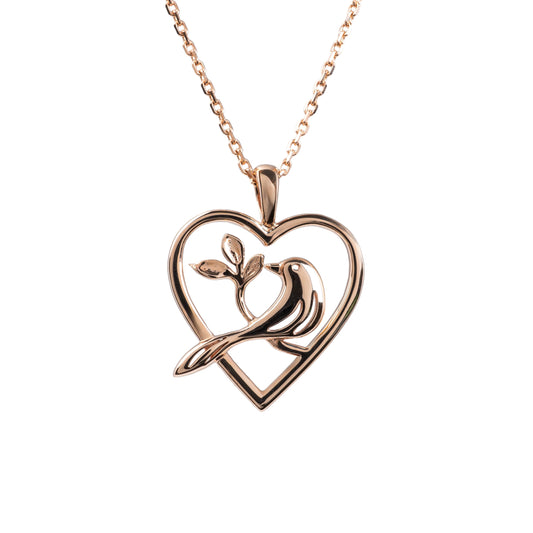 rose gold bird heart necklace hunters fine jewellery