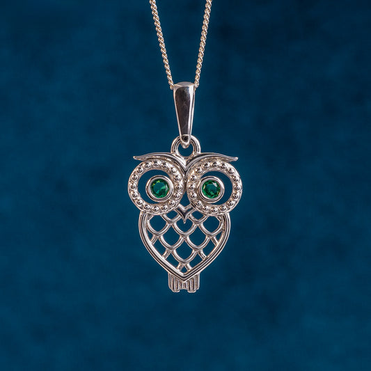silver owl pendant necklace