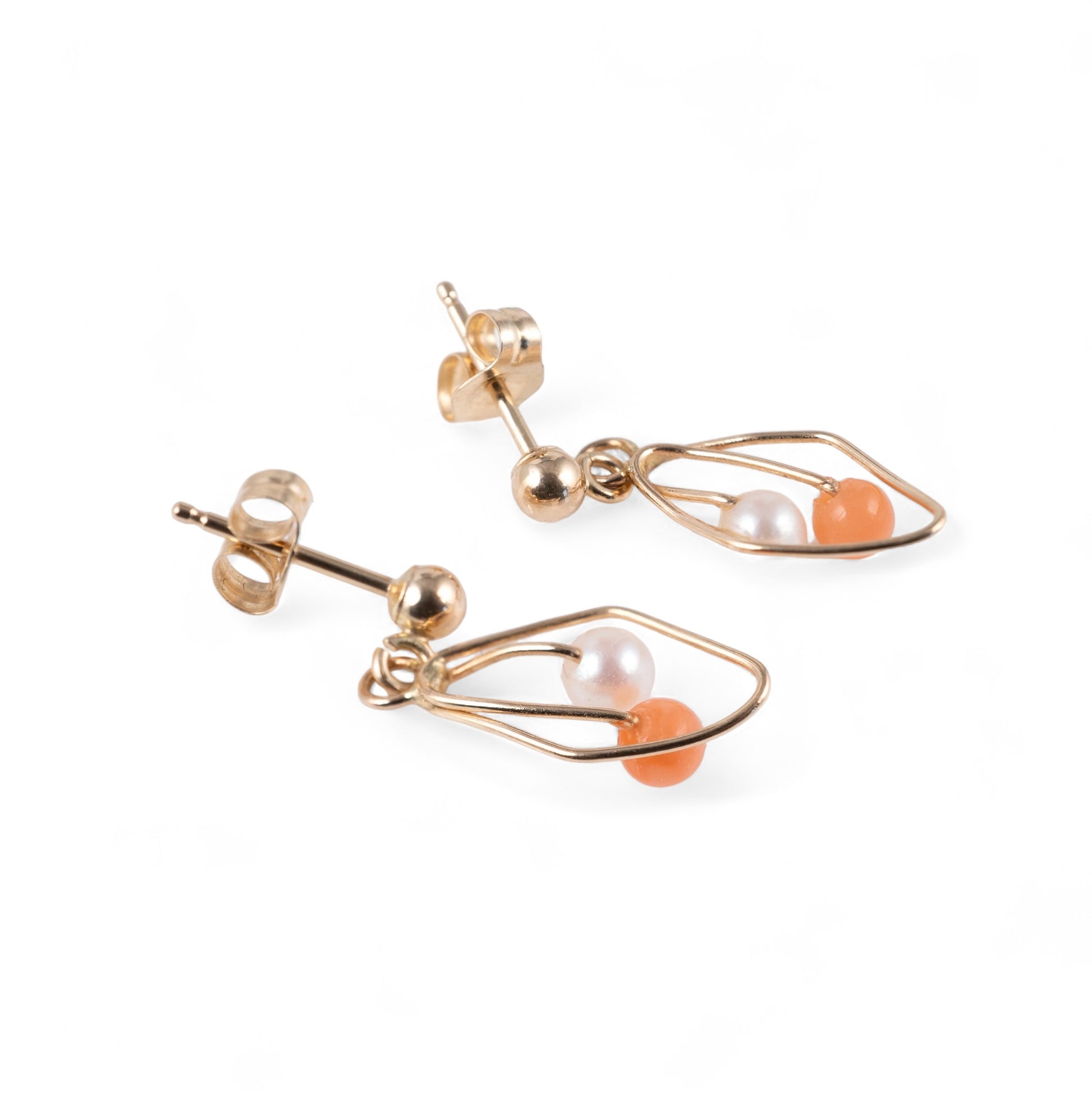 Gold dangle earrings stud butterfly posts 