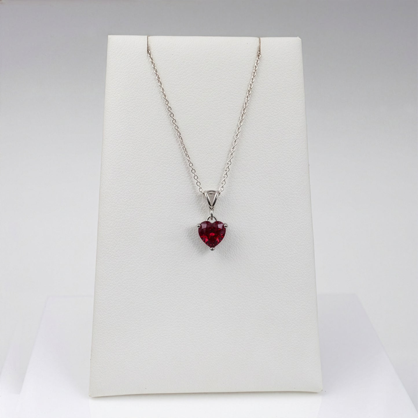 Lab Ruby Heart Necklace – Sterling Silver