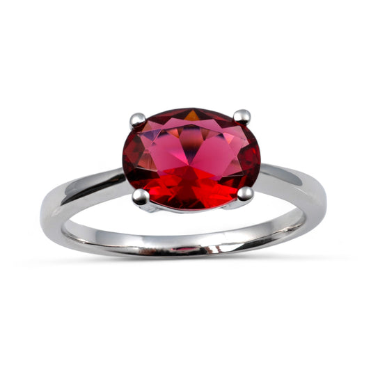 Red Gem Oval Solitaire Gemstone Ring hunters fine jewellery