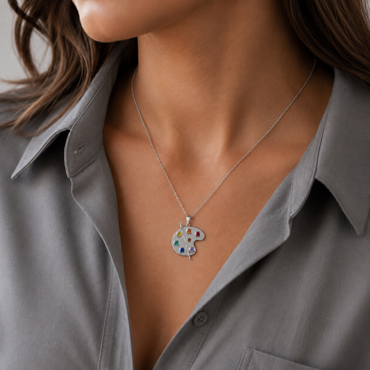 Silver Artist Palette Necklace – Hallmarked Sterling Silver