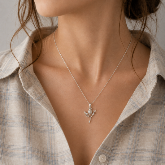 Sterling Silver Thistle Necklace – Scottish National Flower Jewellery