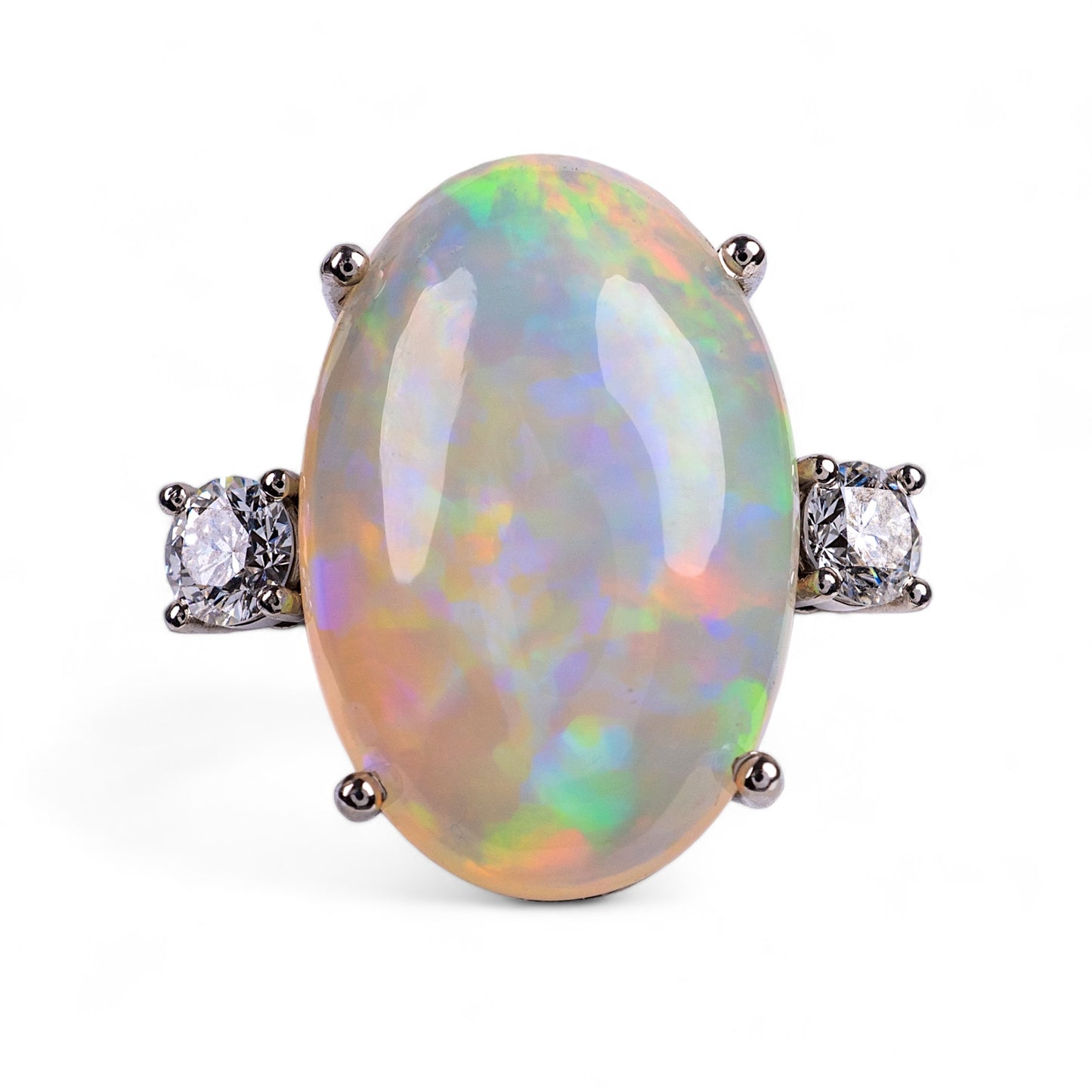 Opal ring diamond accents three stone hunters fine jewellery 