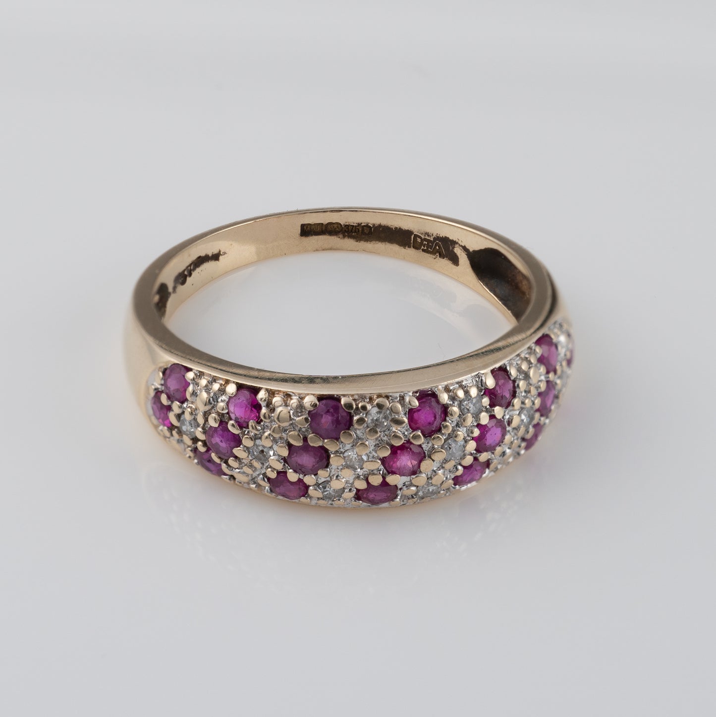 Ruby Diamond Ring 9ct Gold Hallmarked Size M 1/2