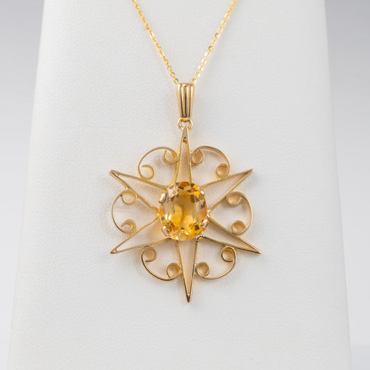 Citrine Necklace in 9ct Yellow Gold