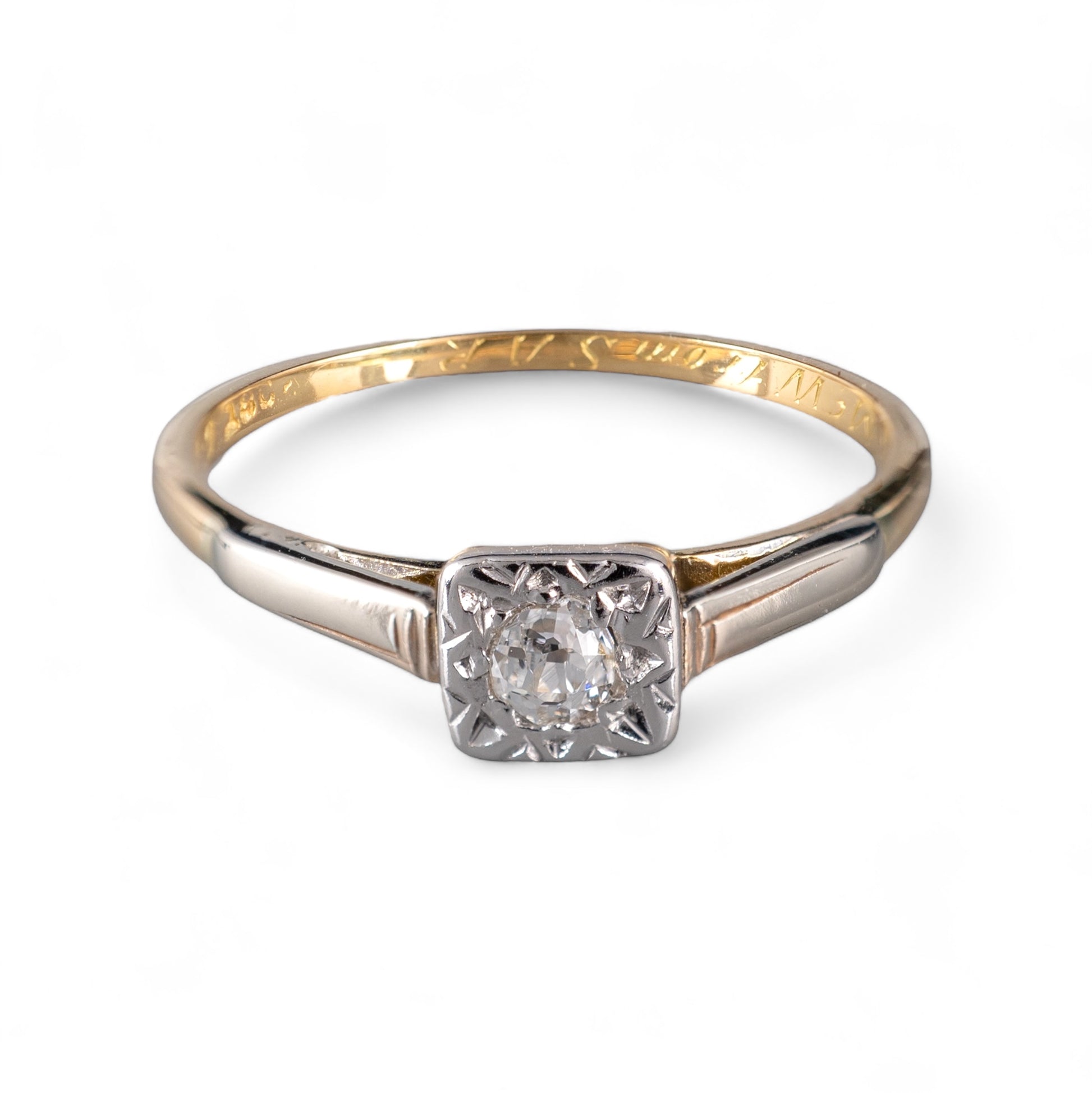 Vintage diamond ring gold platinum setting 