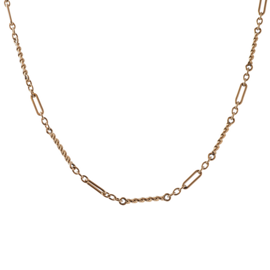 Vintage 9ct gold mixed-link chain necklace with lobster claw clasp, Hunters Fine Jewellery