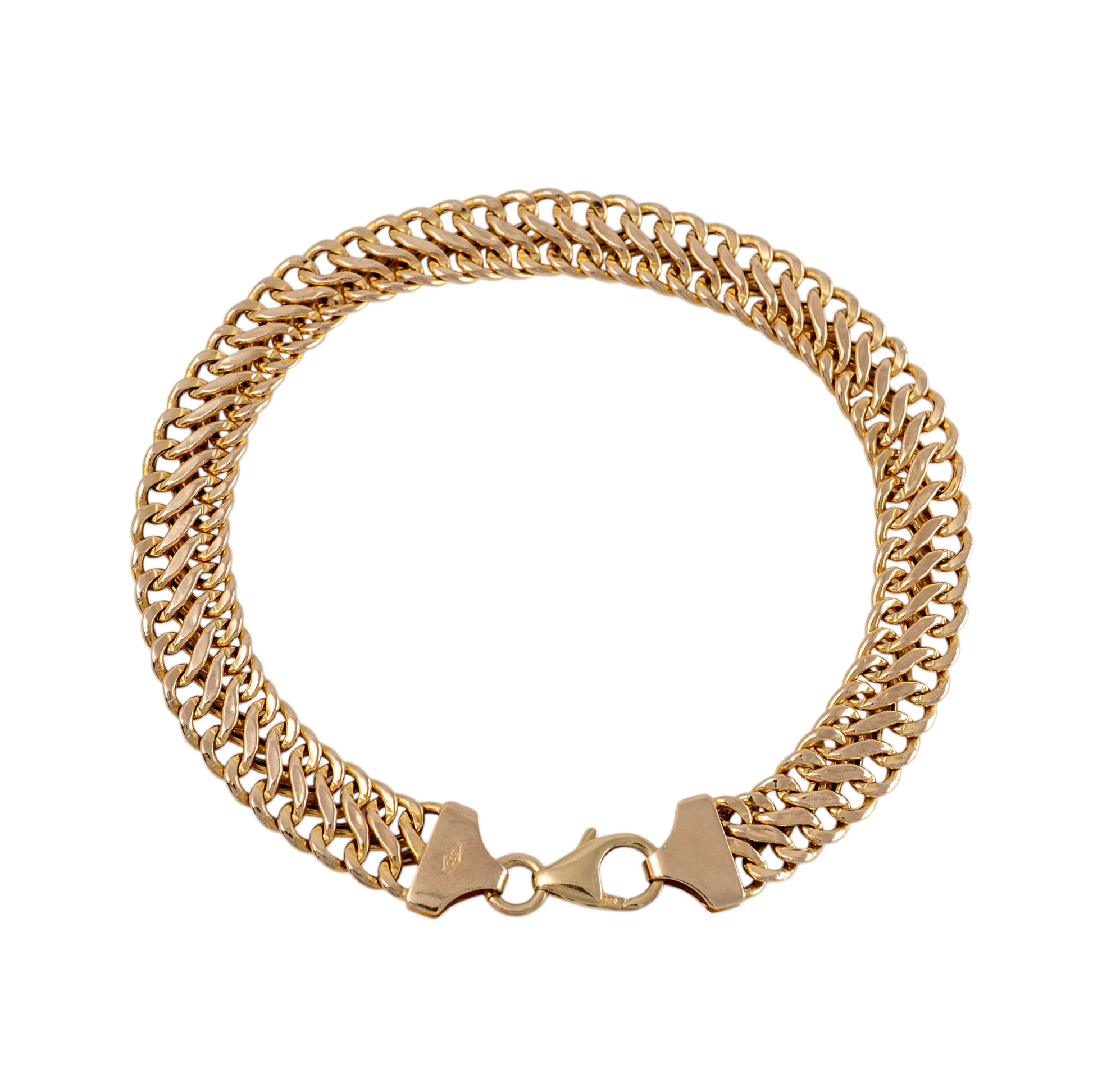 9ct gold curb chain bracelet with 8 mm wide links and lobster clasp