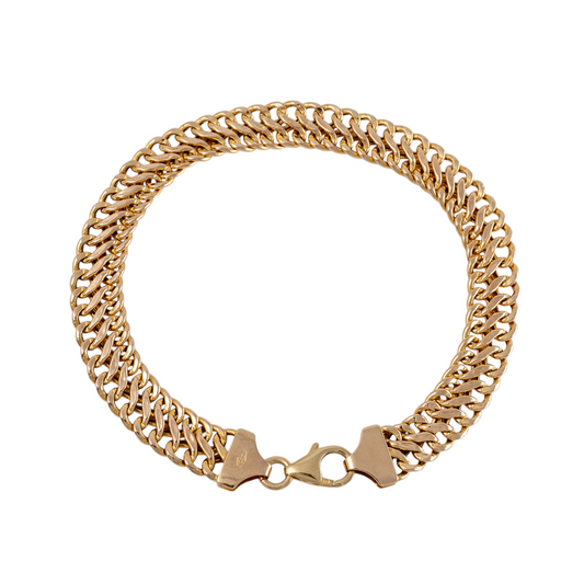 9ct gold curb chain bracelet with 8 mm wide links and lobster clasp