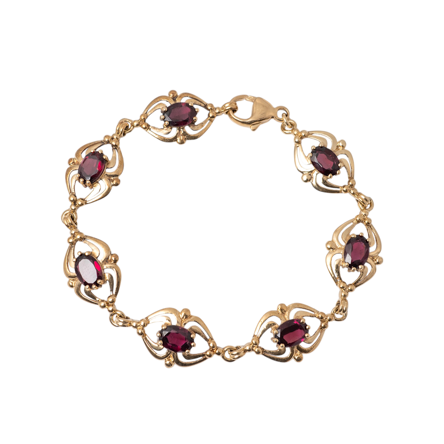 Reserved - Women's Vintage Garnet Bracelet - 9ct Gold, 7 Inch
