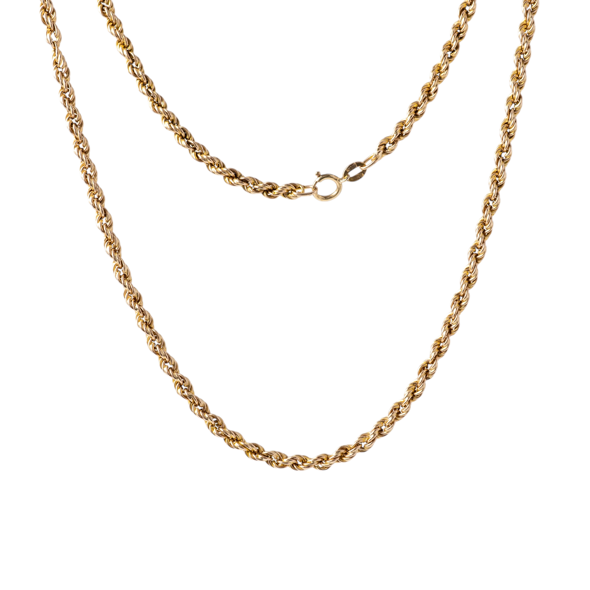 Vintage women's 9ct gold rope chain necklace 