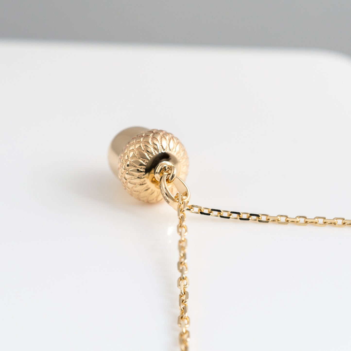 solid gold acorn pendant with chain