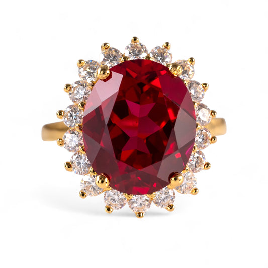 Ruby ring for women in gold vermeil – front view white background