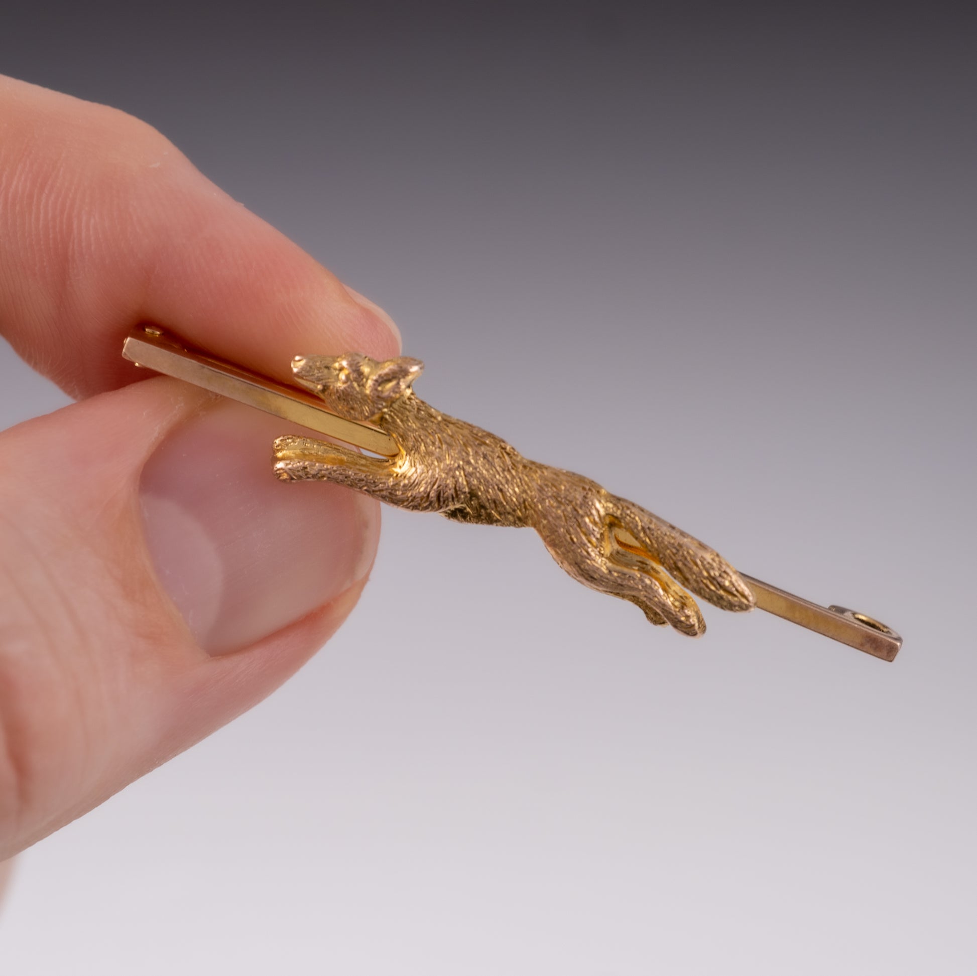 Edwardian Period 9ct Gold Fox Brooch Pin - Hunters Fine Jewellery