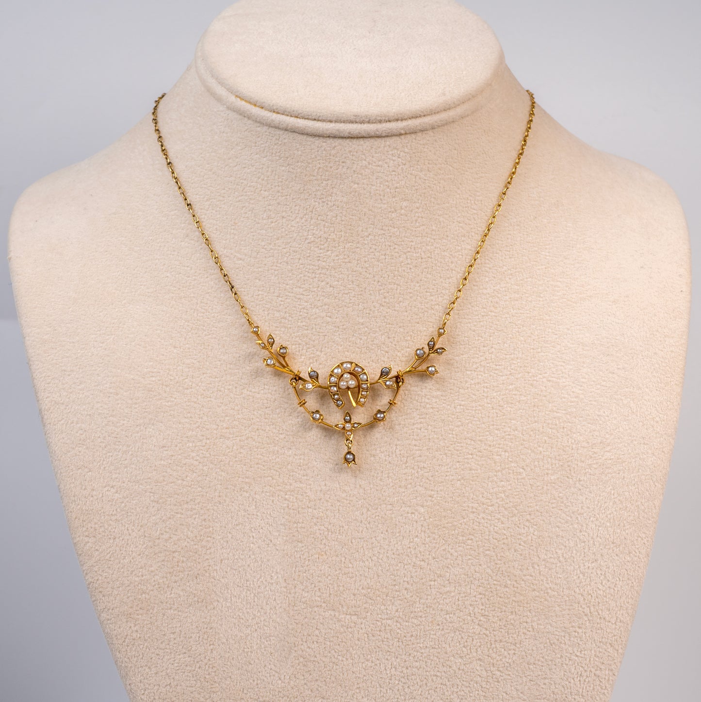 antique pearl horseshoe necklace