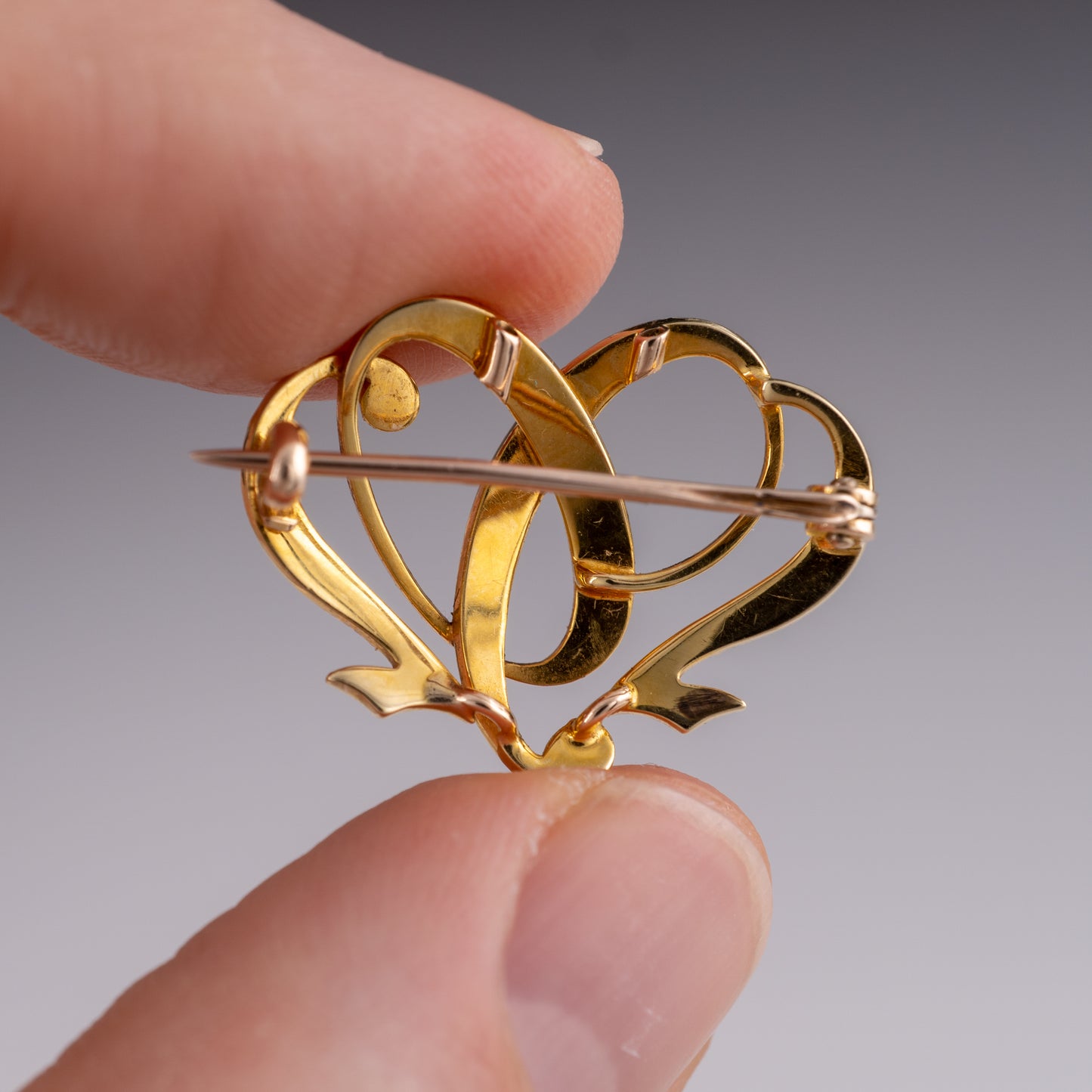 15ct Gold Art Nouveau Period Pearl Heart Brooch - Hunters Fine Jewellery