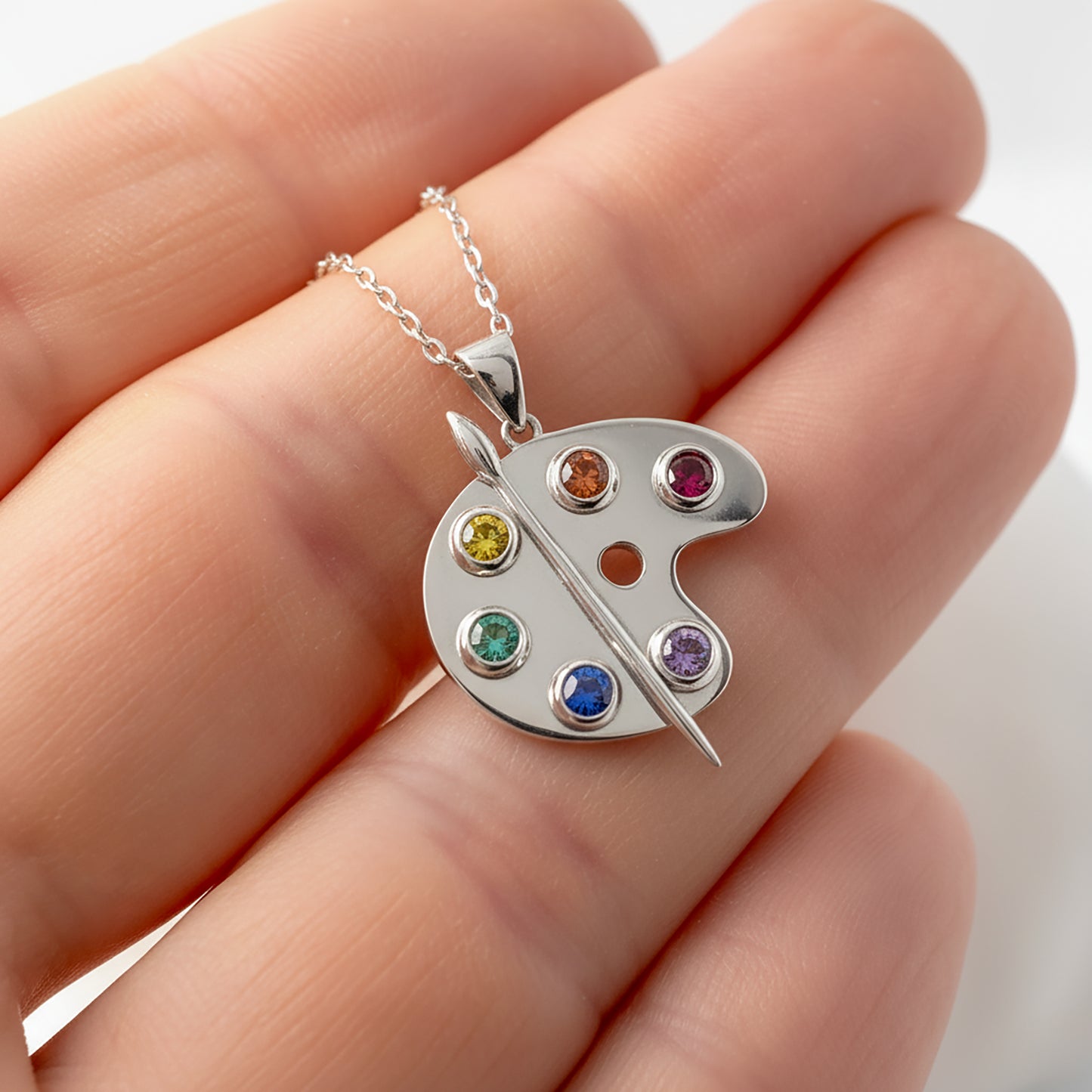 Silver Artist Palette Necklace – Hallmarked Sterling Silver