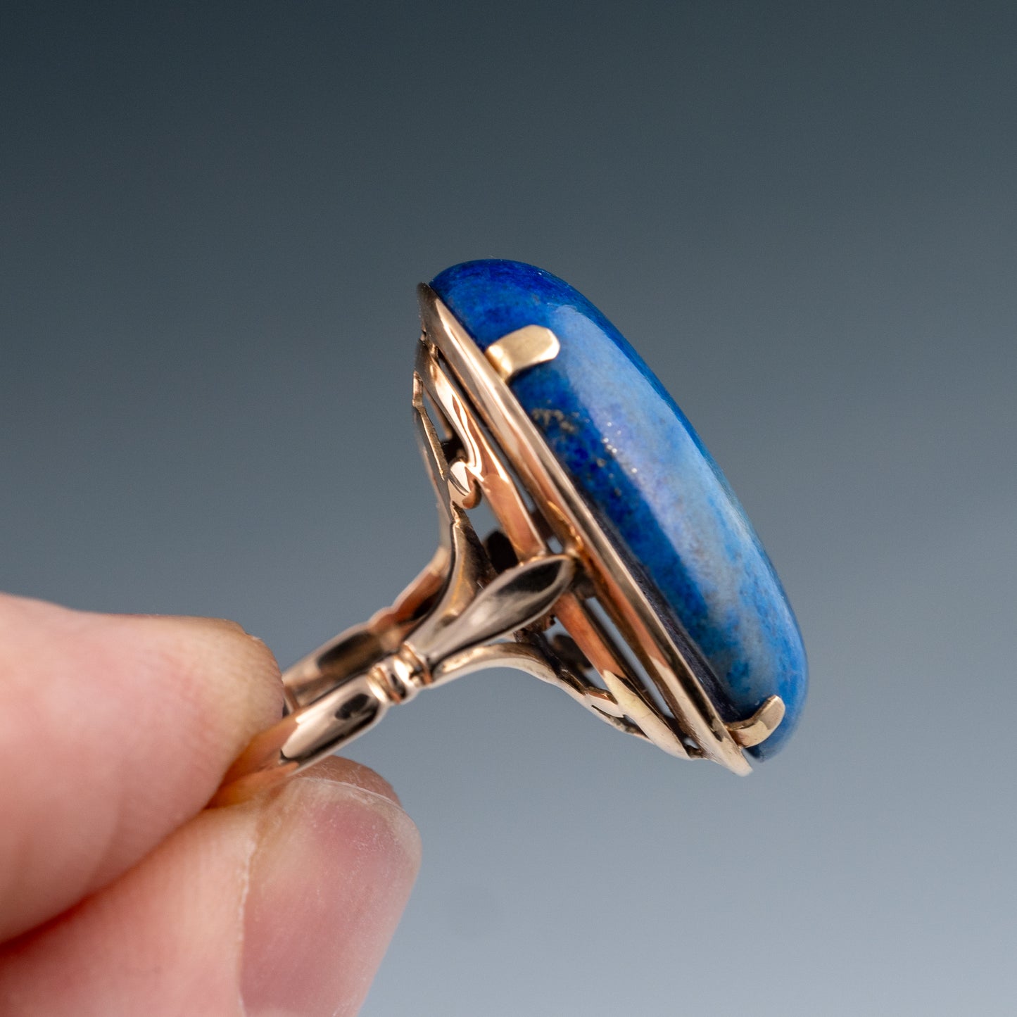 Vintage 14k Gold Lapis Lazuli Ring French