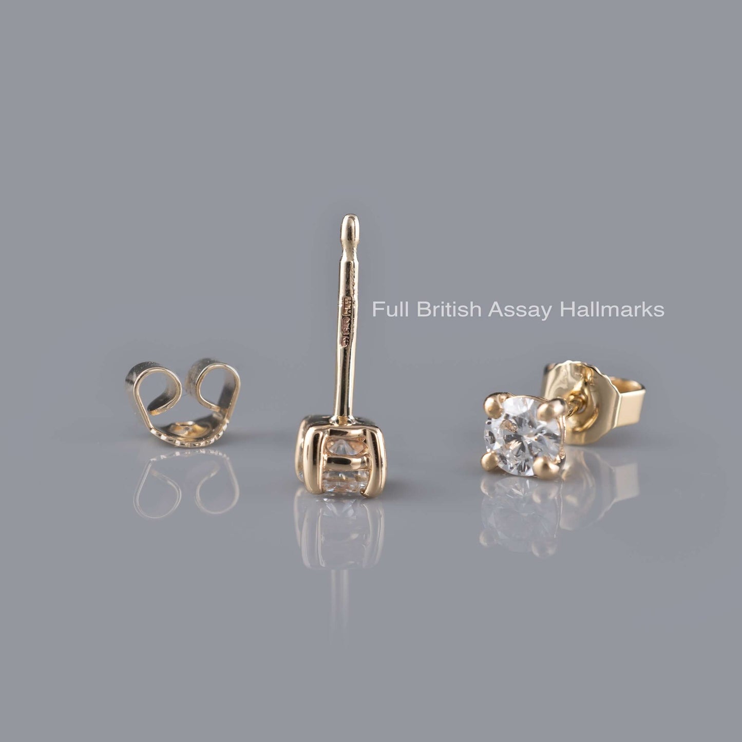 0.50ct Lab Diamond Stud Earrings 9ct Yellow Gold Hallmarked - Hunters Fine Jewellery