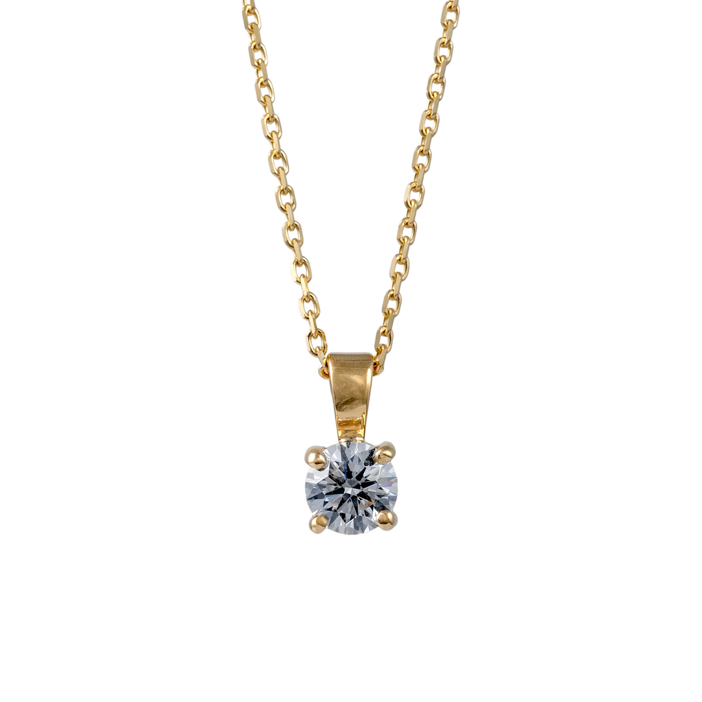 lab diamond grown necklace pendant flat bail yellow gold front view hunters fine jewellery