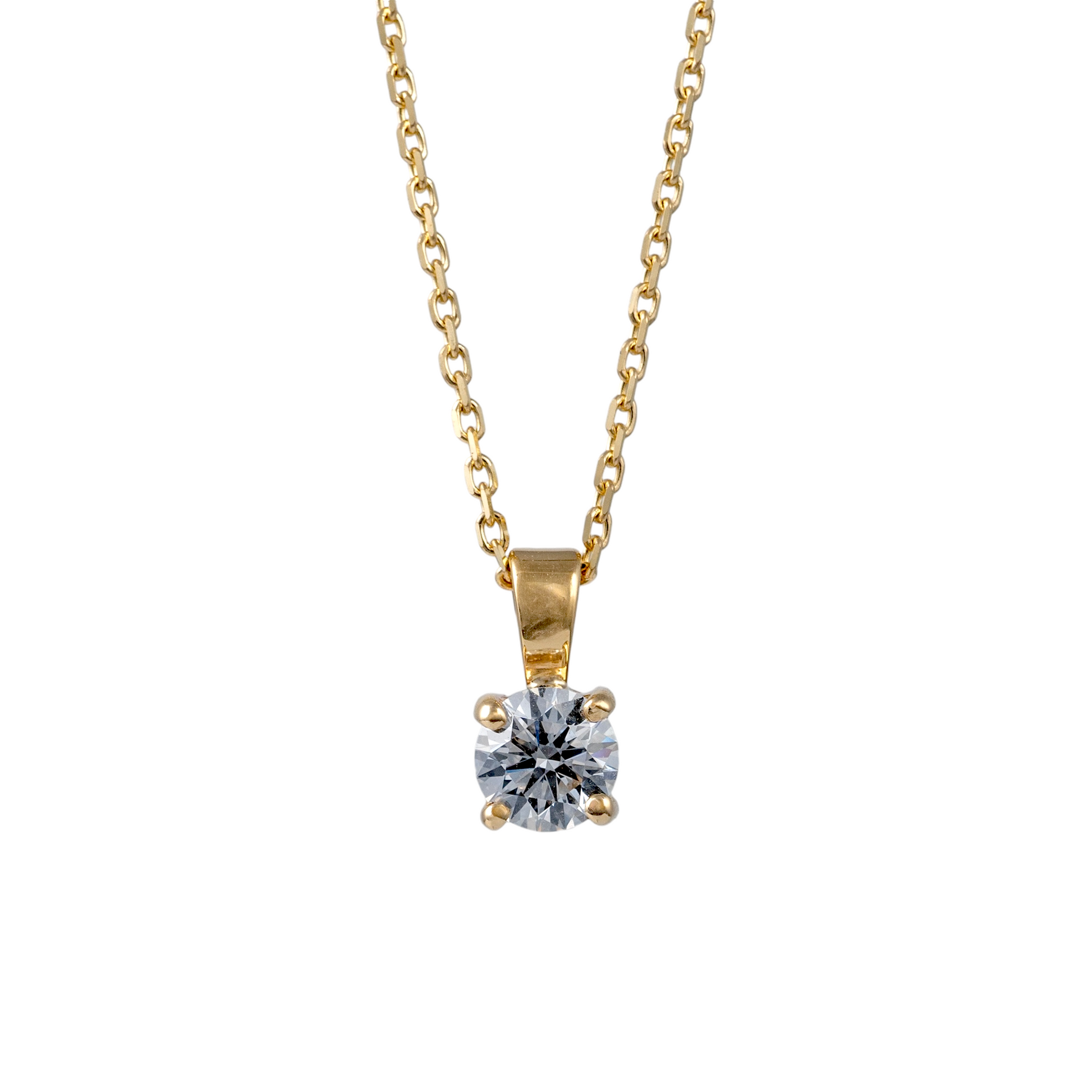 lab diamond grown necklace pendant flat bail yellow gold front view hunters fine jewellery
