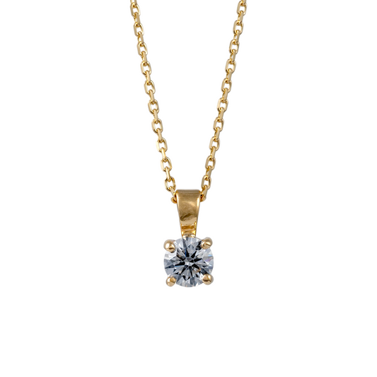 lab diamond grown necklace pendant flat bail yellow gold front view hunters fine jewellery