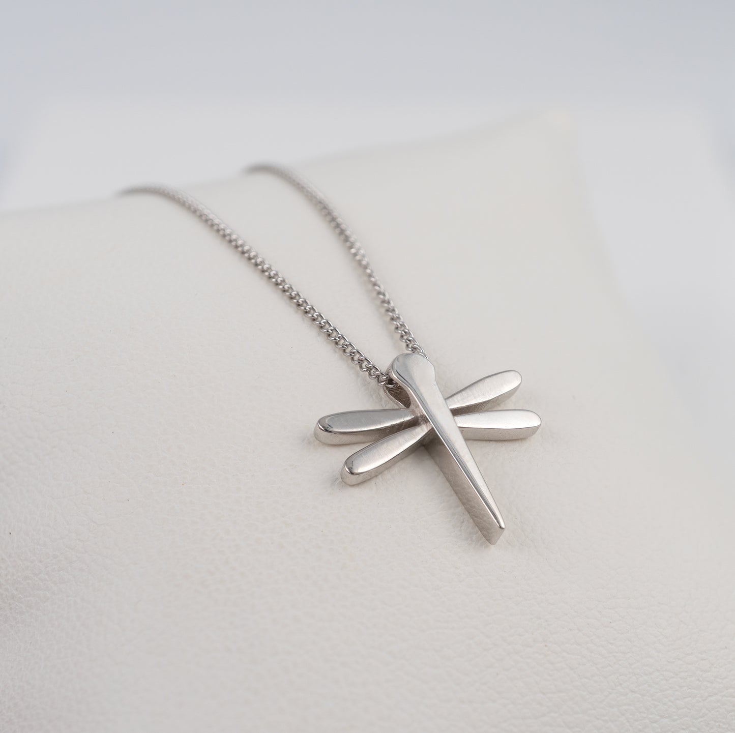 Silver dragonfly necklace with curb chain minimalist chunky design