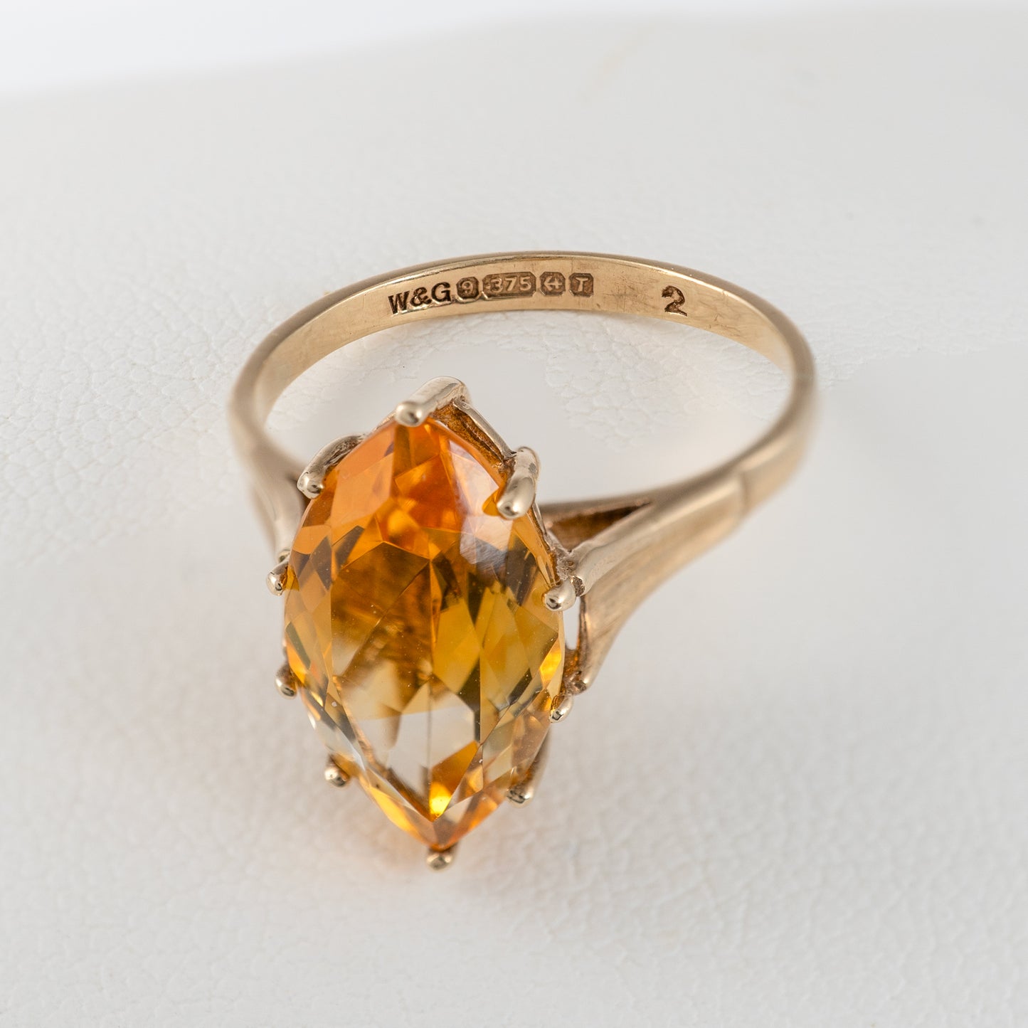 Pre-Owned Citrine Marquise Solitaire Gem Ring 9ct Gold