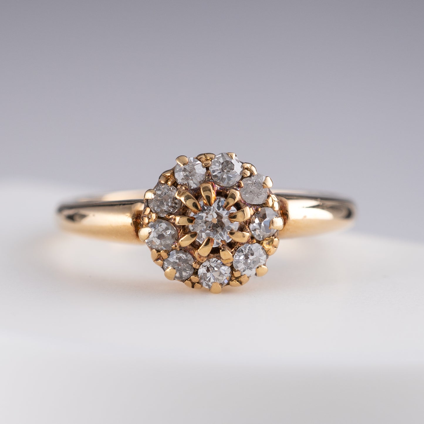 18ct Gold Antique Diamond Flower Ring Hallmarked Birmingham 1934 - Hunters Fine Jewellery