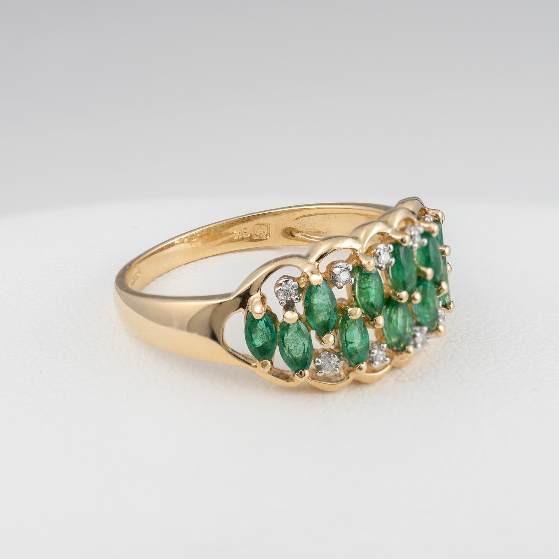 natural emerald ring gold hallmarked QVC 