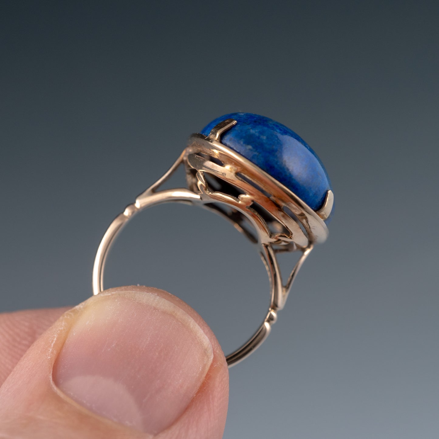 Vintage 14k Gold Lapis Lazuli Ring French