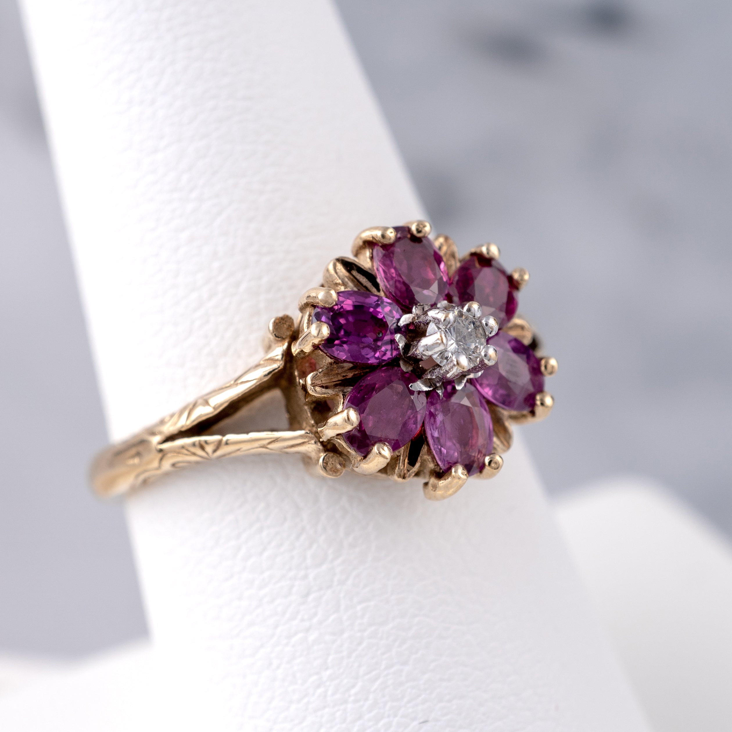 Garnet sale flower ring