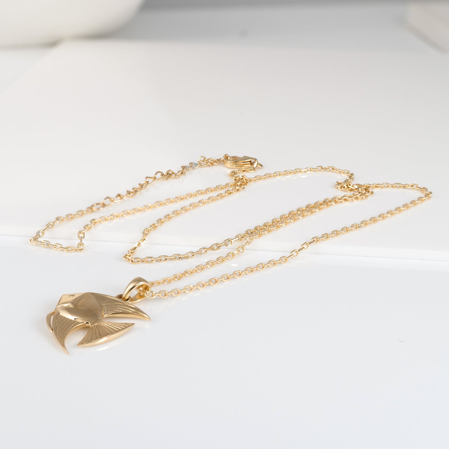 gold angelfish necklace and chain