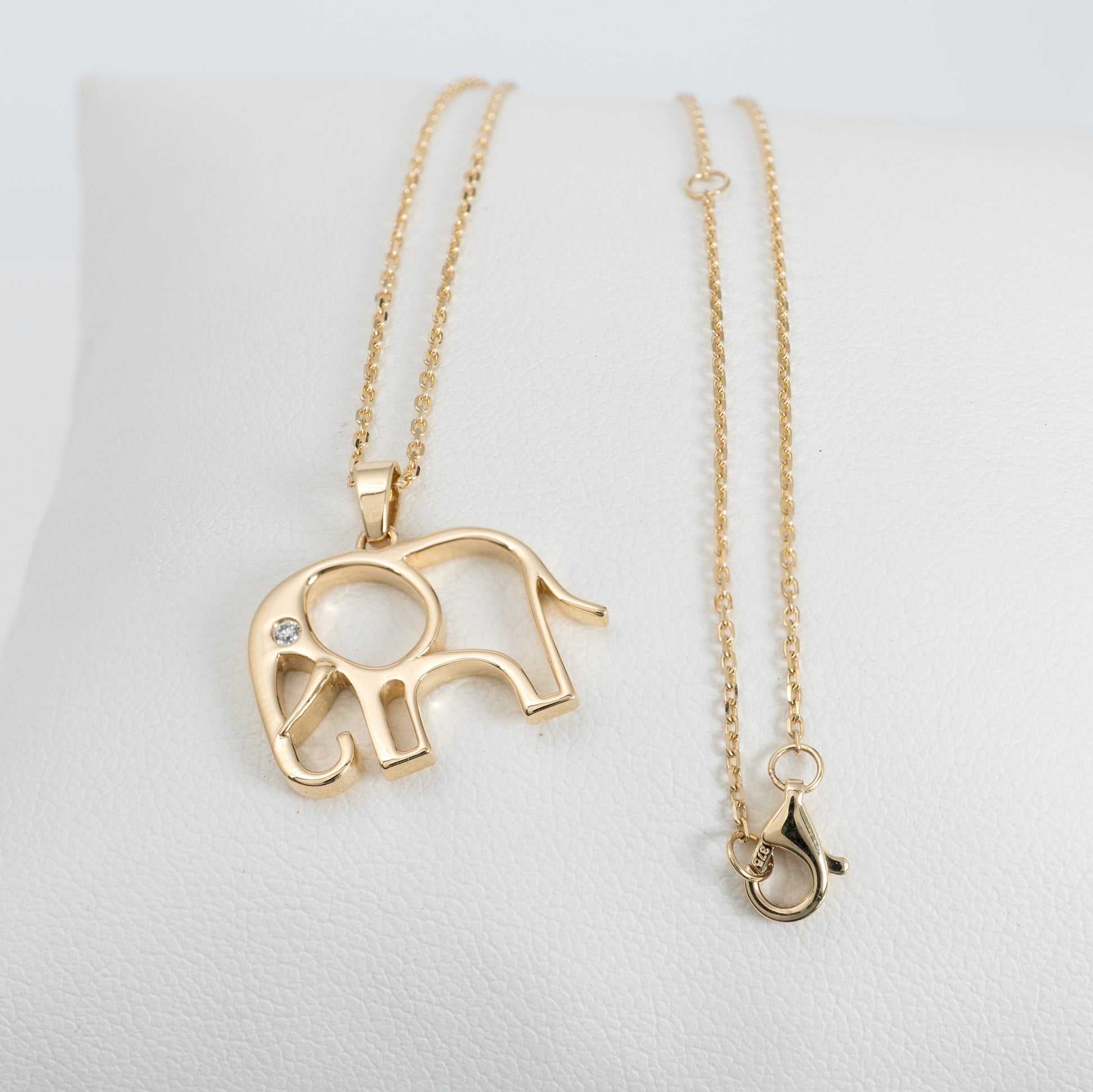 Charm Pendant Gold Elephant Necklace With Diamonds Gold Elephant