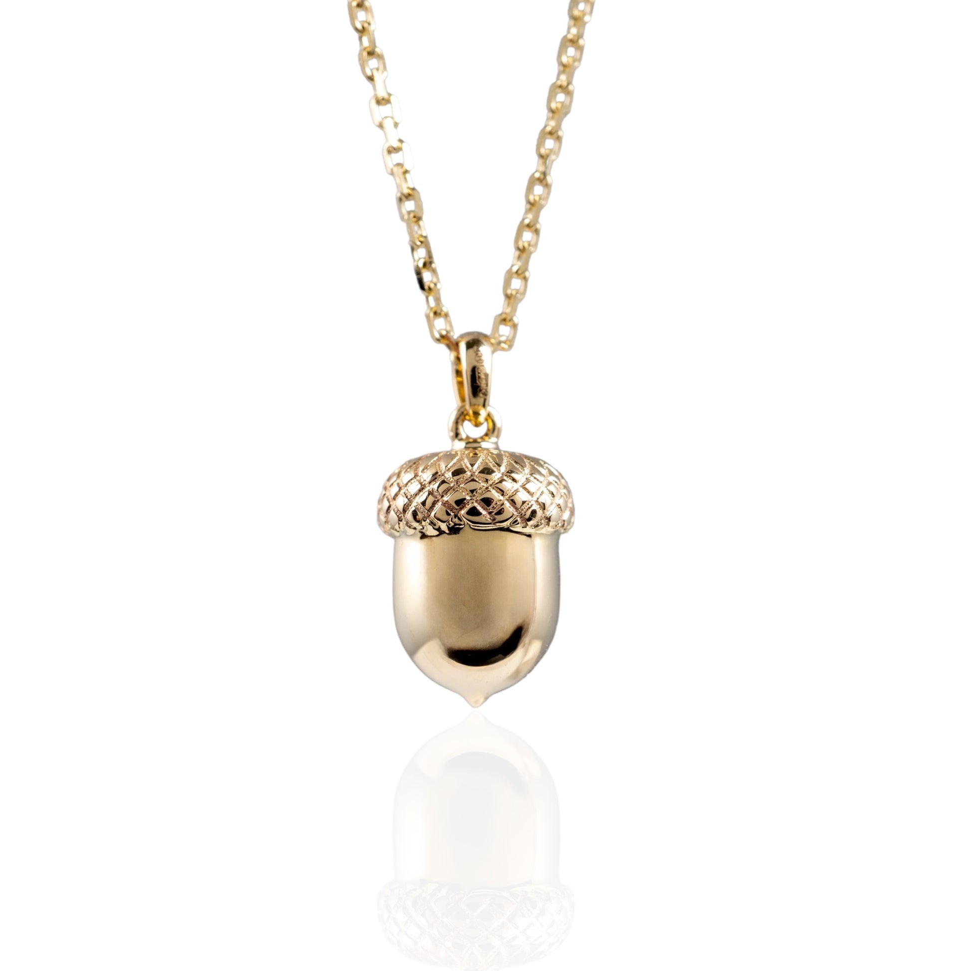 gold acorn necklace hunters fine jewellery