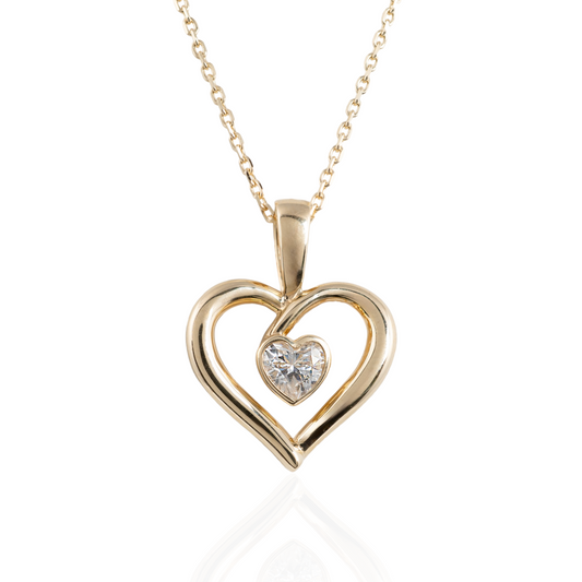 Gold heart necklace Valentines gift hunters fine jewellery