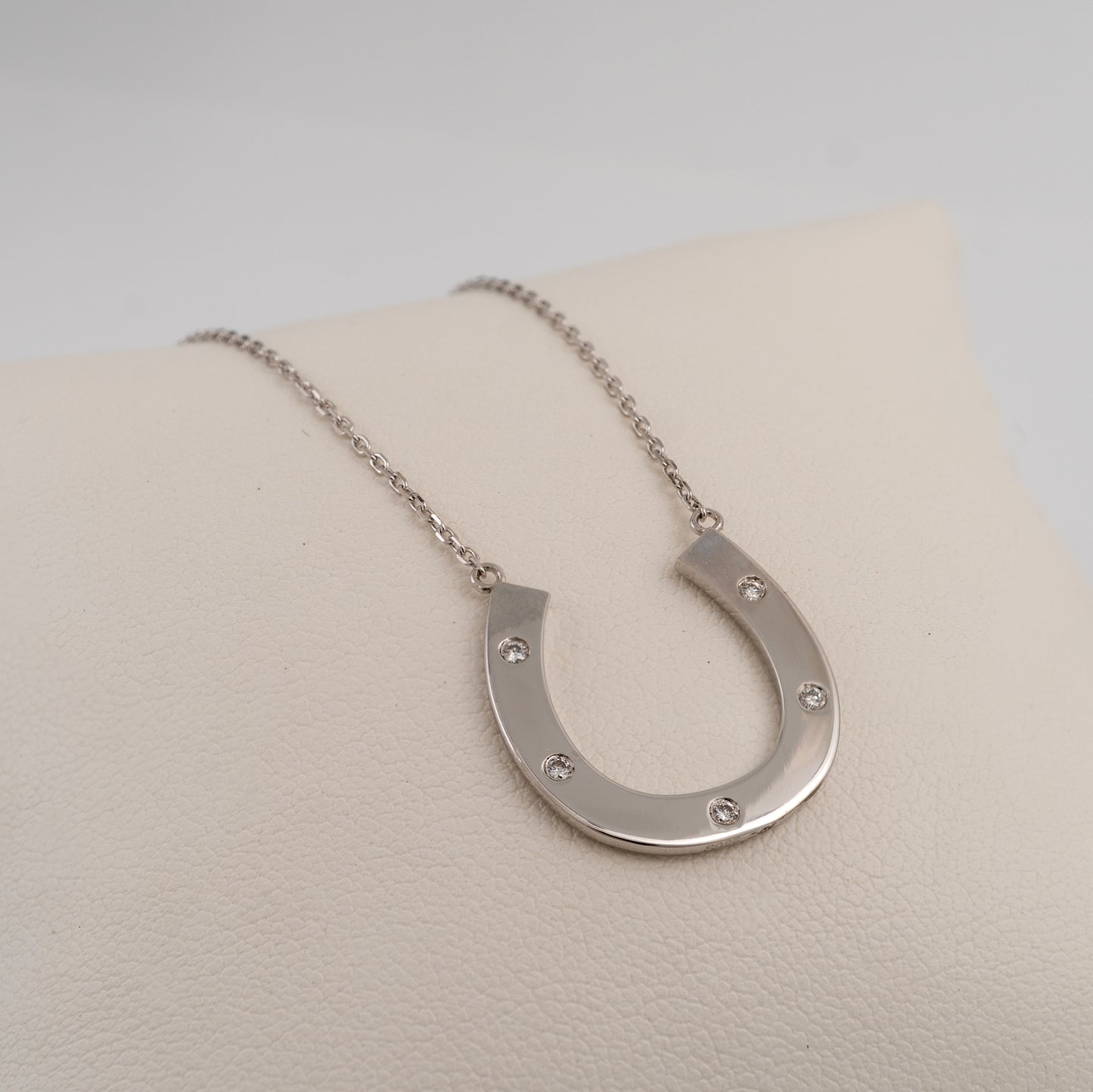 Sterling Silver Horseshoe Necklace With Diamonds