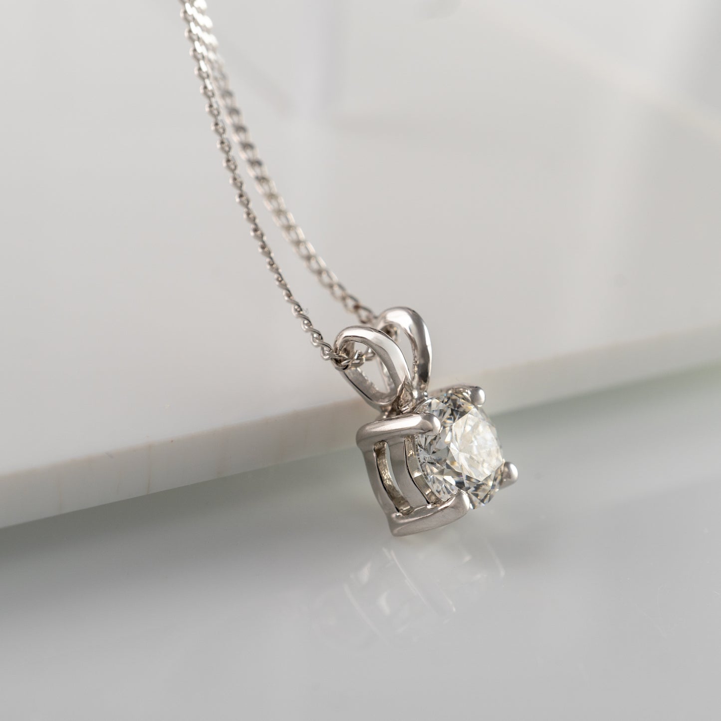 18ct White Gold 0.50 Carat Lab Diamond Solitaire Pendant Necklace