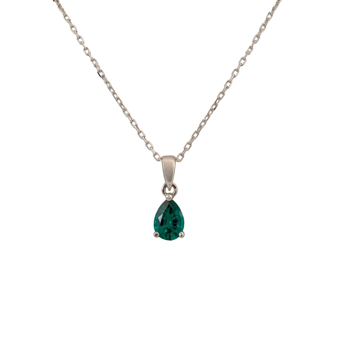 lab emerald necklace on a white background 