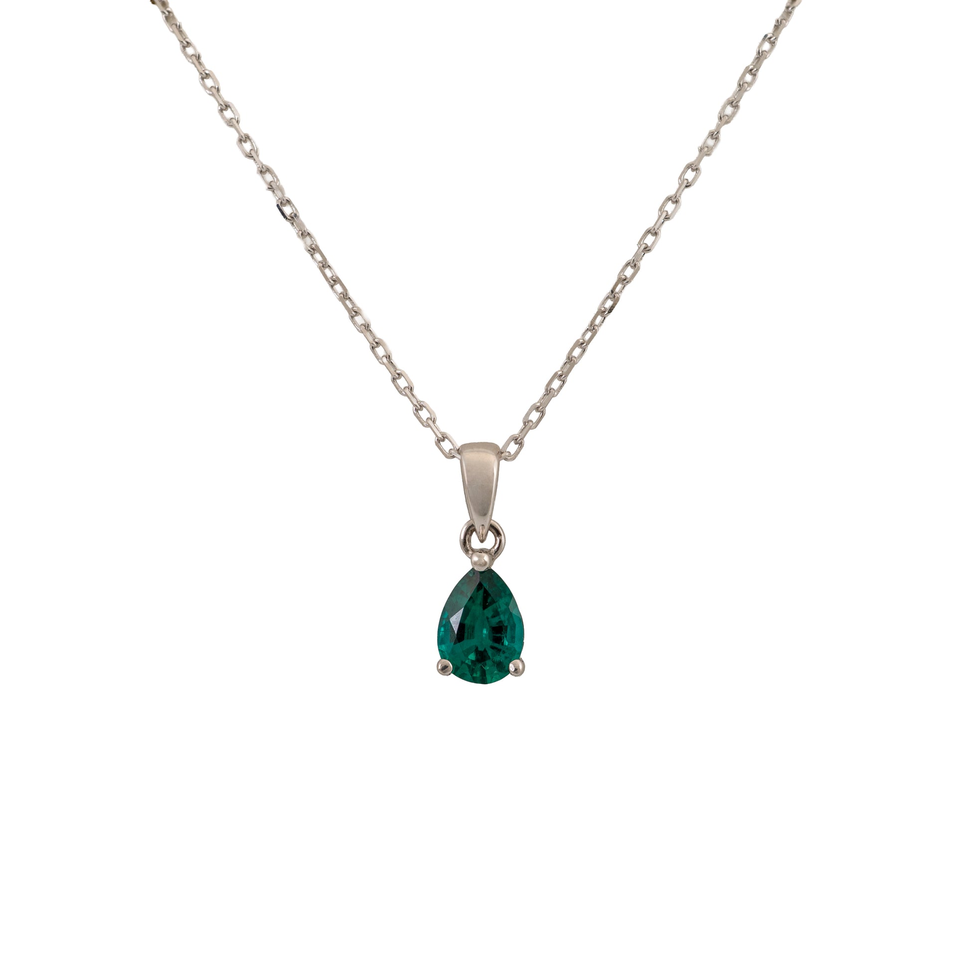 lab emerald necklace on a white background 