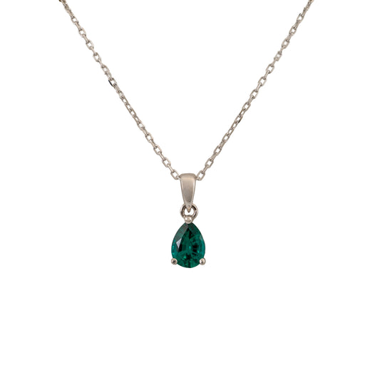 lab emerald necklace on a white background 
