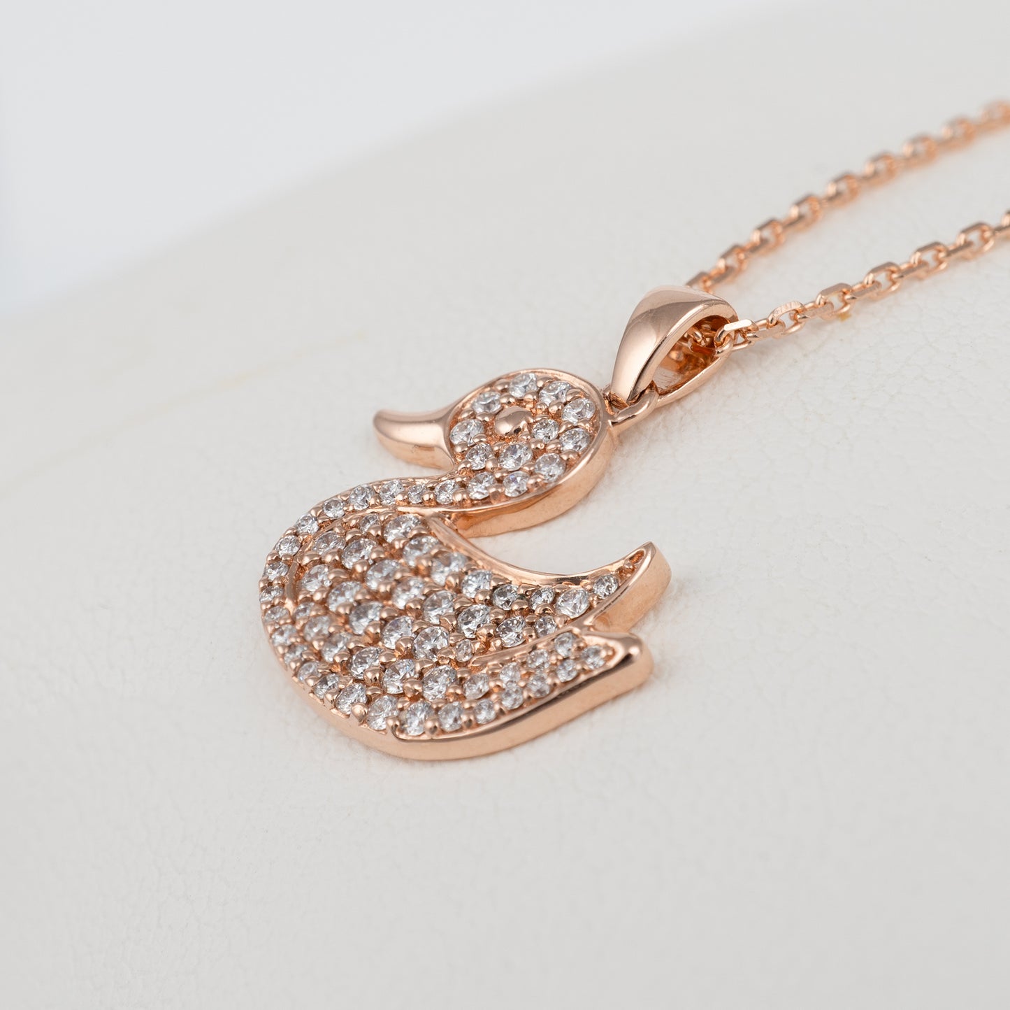 Duck necklace with sparkling lab-grown diamonds