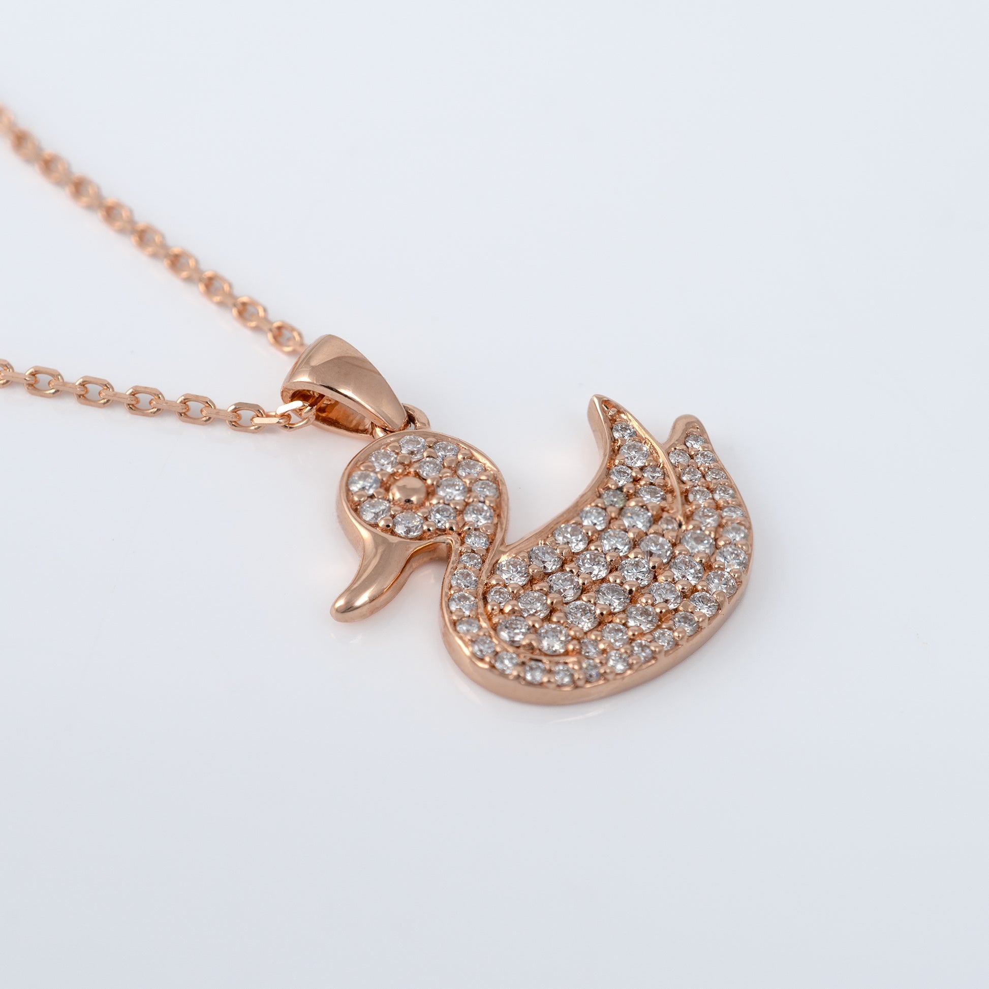 lab grown diamond duck necklace rose gold cute gifts hunters fine jewellery