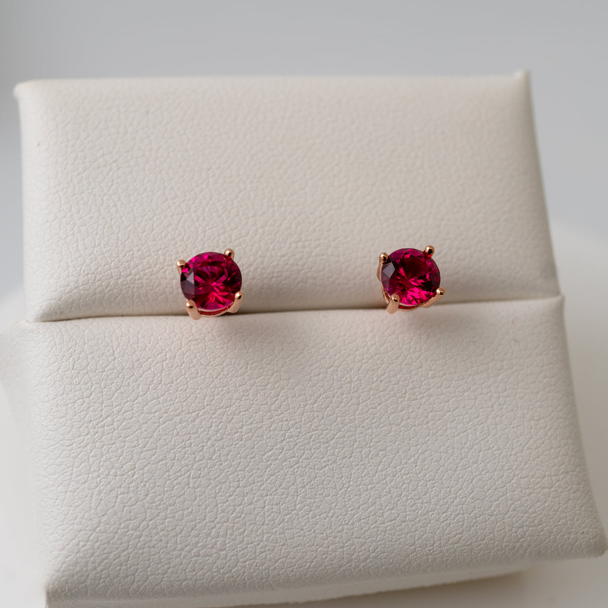 5mm Round Lab Grown Ruby Stud Earrings