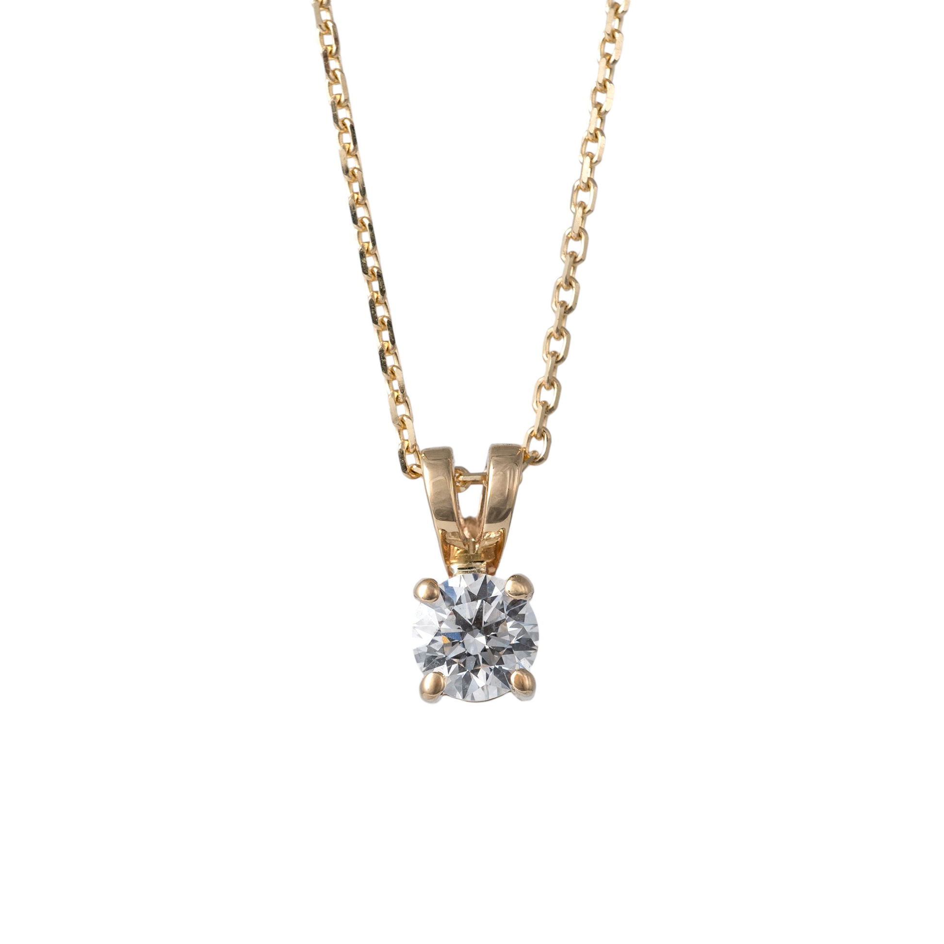 lab grown diamond necklace front split bail yellow gold