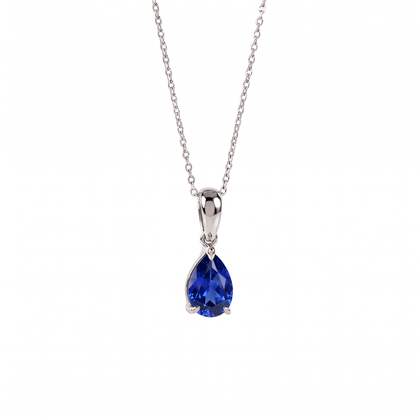 Lab Grown Blue Sapphire Necklace Silver