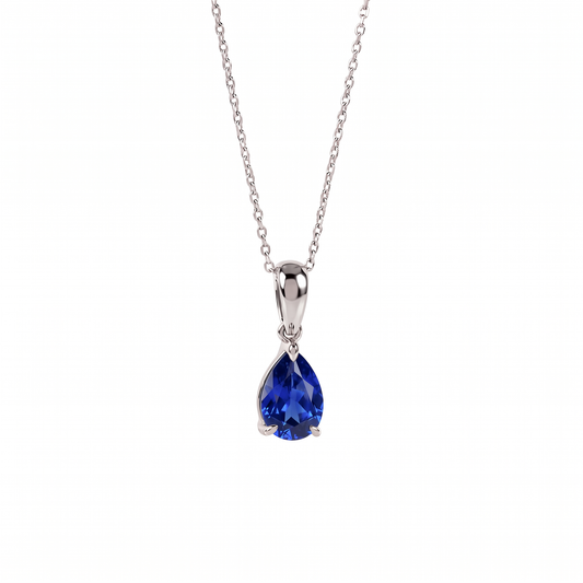 Lab Grown Blue Sapphire Necklace Silver