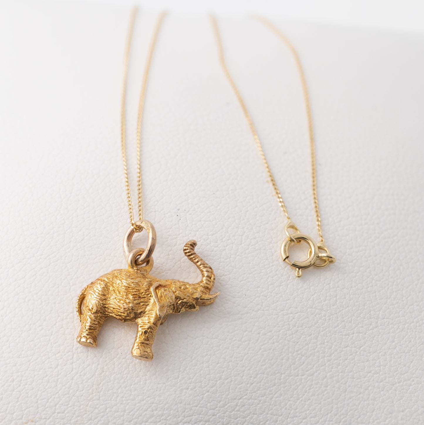 16-inch gold chain with lucky gold elephant pendant charm