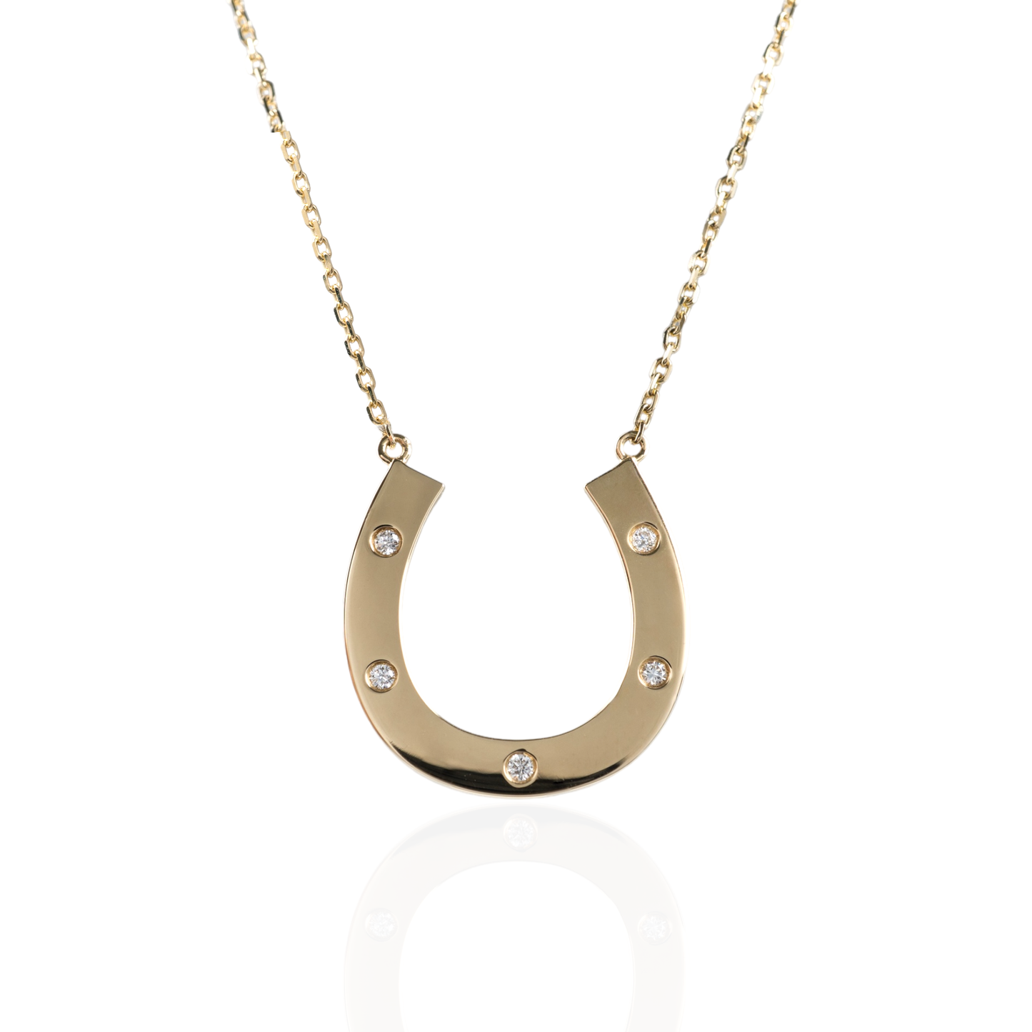 Gold Horseshoe Necklace Diamonds | Lucky Pendant charms 